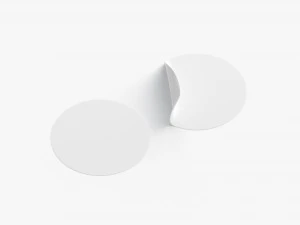 Two White Round Stickers - smooth and curved sticky labels 3D Model