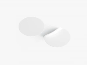 Two White Round Stickers - smooth and curved sticky labels 3D Model
