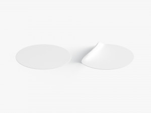 Two White Round Stickers - smooth and curved sticky labels 3Dモデル