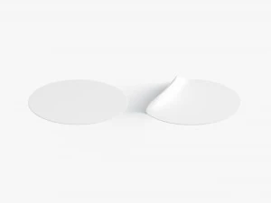 Two White Round Stickers - smooth and curved sticky labels 3D Model