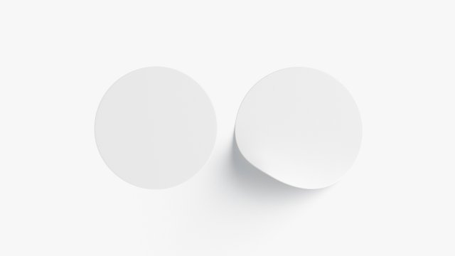 Two White Round Stickers - smooth and bended adhesive labels Modelo 3D .c4d .max .obj .3ds .fbx .stl .blend 