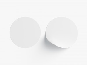 Two White Round Stickers - smooth and bended adhesive labels 3D Model