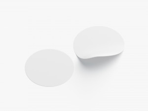 Two White Round Stickers - smooth and bended adhesive labels Modelo 3D