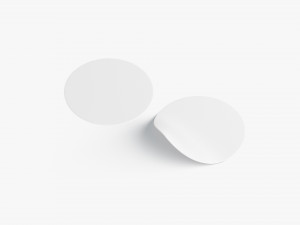 Two White Round Stickers - smooth and bended adhesive labels Modelo 3D