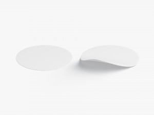 Two White Round Stickers - smooth and bended adhesive labels Modelo 3D