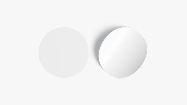 Two White Round Stickers - smooth and curled corners glued tag Model 3D .c4d .max .obj .3ds .fbx .stl .blend 