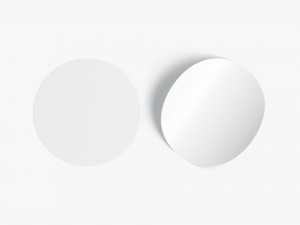 Two White Round Stickers - smooth and curled corners glued tag Modèle 3D