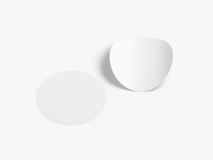 Two White Round Stickers - smooth and curled corners glued tag Model 3D