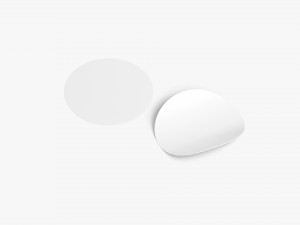 Two White Round Stickers - smooth and curled corners glued tag Model 3D