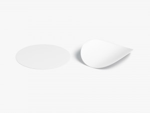 Two White Round Stickers - smooth and curled corners glued tag Model 3D