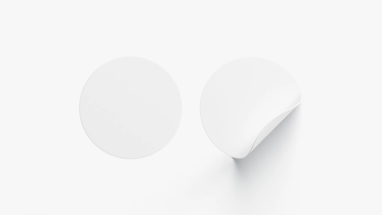 Two White Round Stickers - flat and curled corners glutinous tally 3D Model .c4d .max .obj .3ds .fbx .stl .blend 