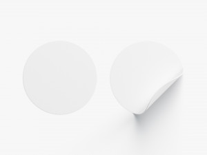 Two White Round Stickers - flat and curled corners glutinous tally 3D-Modell