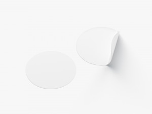 Two White Round Stickers - flat and curled corners glutinous tally 3D Model