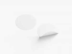 Two White Round Stickers - flat and curled corners glutinous tally 3D Model