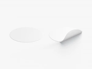 Two White Round Stickers - flat and curled corners glutinous tally 3D Model