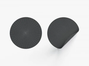 Two White Round Stickers - flat and curled corners glutinous tally 3D Model