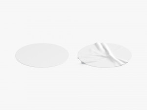 Two White Round Stickers - smooth and rugose glued label 3D Model
