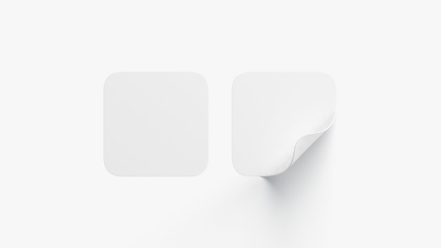 Two White Square Stickers - smooth and curled corners adhesive label 3Dモデル .c4d .max .obj .3ds .fbx .stl .blend 