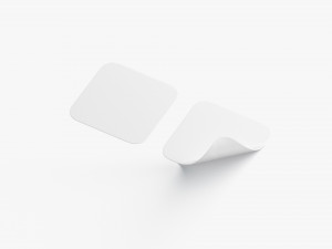 Two White Square Stickers - smooth and curled corners adhesive label 3Dモデル