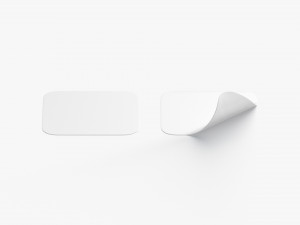 Two White Square Stickers - smooth and curled corners adhesive label 3Dモデル