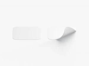 Two White Square Stickers - smooth and curled corners adhesive label 3D Model