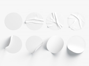 White Stickers set - 8 adhesive sticky labels 3Dモデル