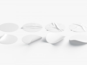 White Stickers set - 8 adhesive sticky labels 3Dモデル