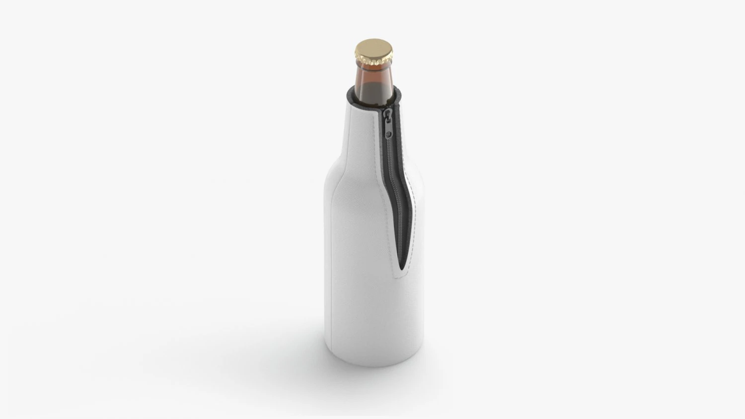 White Bottle Coozie with zip 3D Model .c4d .max .obj .3ds .fbx .stl .blend