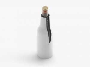 White Bottle Coozie with zip 3D Model
