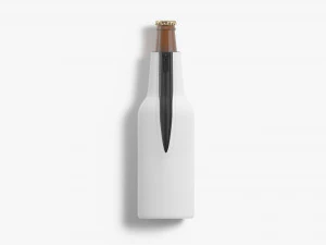 White Bottle Coozie with zip 3D Model