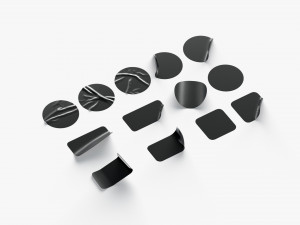 Black Stickers Set - 13 adhesive round and square sticky labels 3D Model