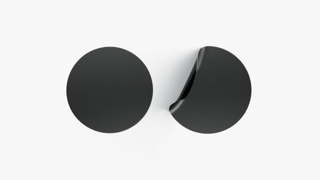 Two Black Round Stickers - smooth and curved sticky labels Model 3D .c4d .max .obj .3ds .fbx .stl .blend 