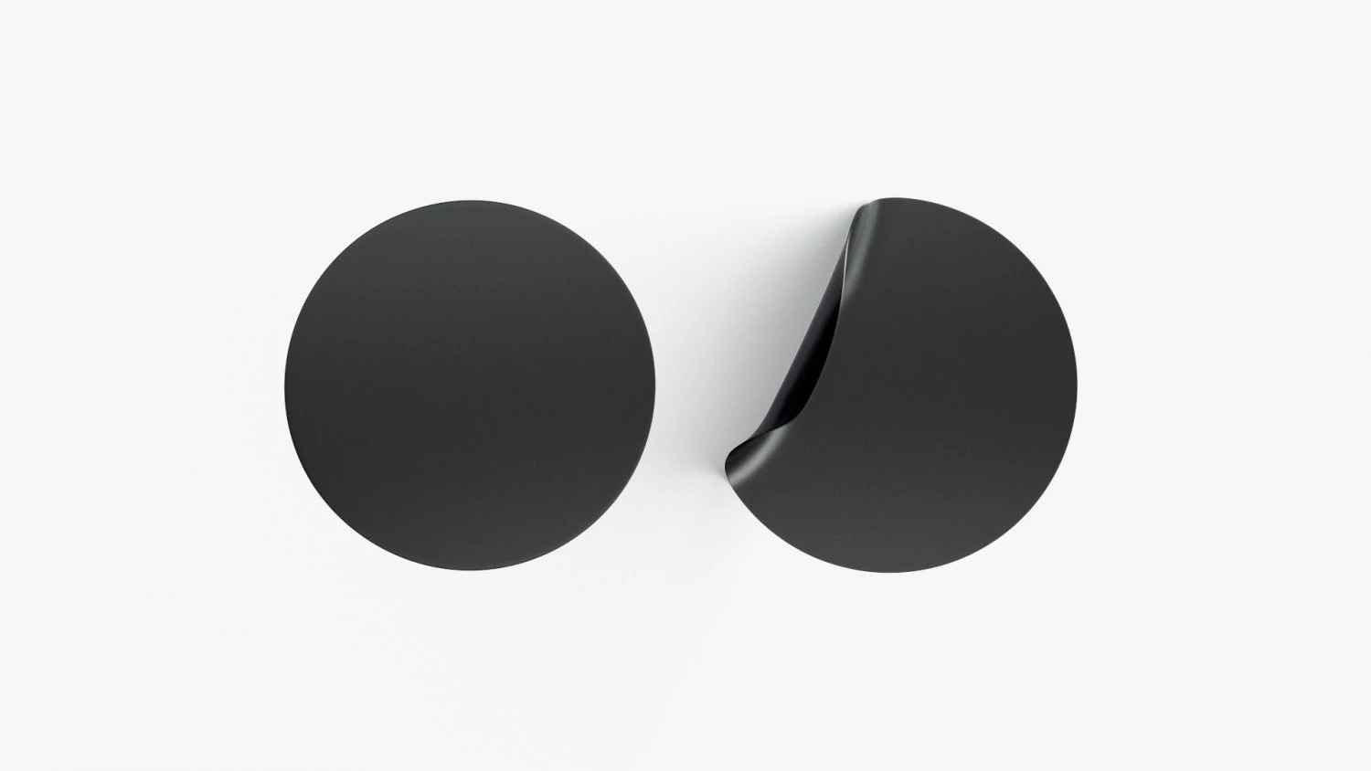 Two Black Round Stickers - smooth and curved sticky labels 3D Model .c4d .max .obj .3ds .fbx .stl .blend 