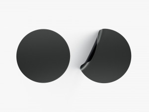 Two Black Round Stickers - smooth and curved sticky labels 3D Model