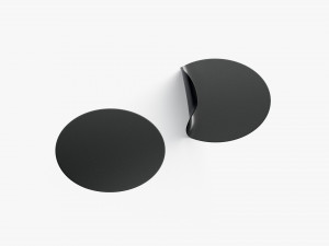 Two Black Round Stickers - smooth and curved sticky labels Model 3D
