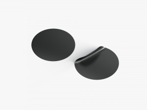 Two Black Round Stickers - smooth and curved sticky labels Model 3D