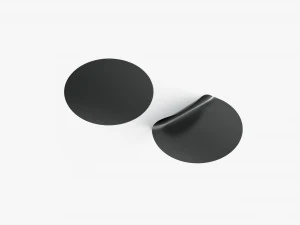 Two Black Round Stickers - smooth and curved sticky labels 3D Model