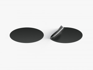 Two Black Round Stickers - smooth and curved sticky labels Model 3D