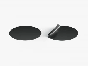 Two Black Round Stickers - smooth and curved sticky labels 3D Model