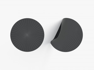 Two Black Round Stickers - smooth and curved sticky labels Model 3D