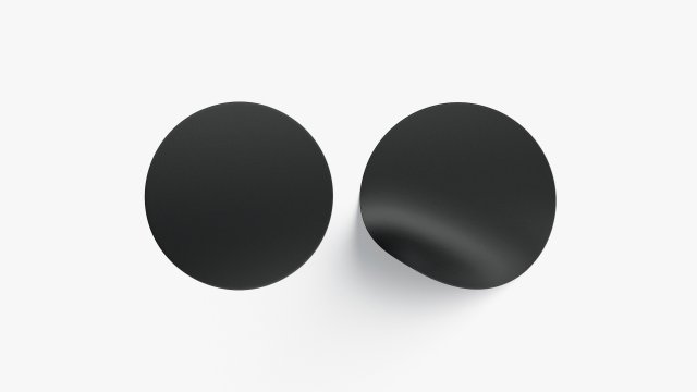 Two Black Round Stickers - smooth and bended adhesive labels 3D 模型 .c4d .max .obj .3ds .fbx .stl .blend 