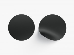 Two Black Round Stickers - smooth and bended adhesive labels 3D Model