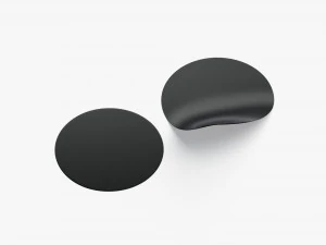 Two Black Round Stickers - smooth and bended adhesive labels 3D Model