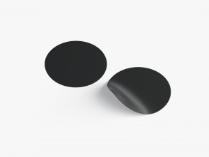 Two Black Round Stickers - smooth and bended adhesive labels 3D 模型