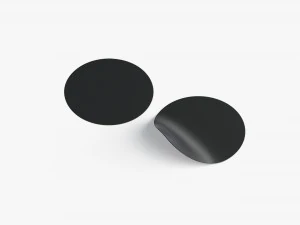 Two Black Round Stickers - smooth and bended adhesive labels 3D Model