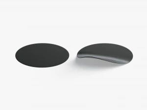 Two Black Round Stickers - smooth and bended adhesive labels 3D Model