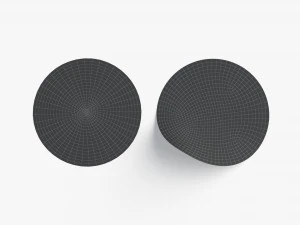 Two Black Round Stickers - smooth and bended adhesive labels 3D Model