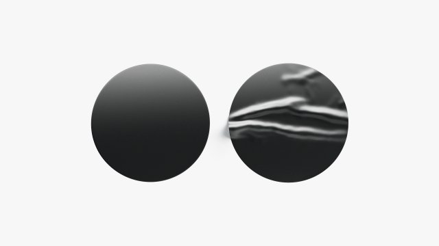 Two Black Round Stickers - sleek and wrinkly sticky tag Modello 3D .c4d .max .obj .3ds .fbx .stl .blend 