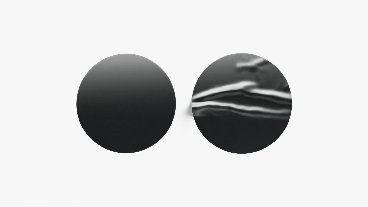 Two Black Round Stickers - sleek and wrinkly sticky tag 3D Model .c4d .max .obj .3ds .fbx .stl .blend 