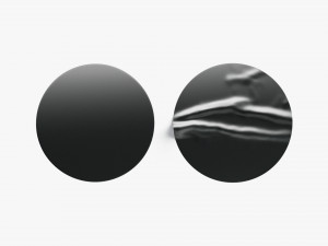 Two Black Round Stickers - sleek and wrinkly sticky tag 3D Model